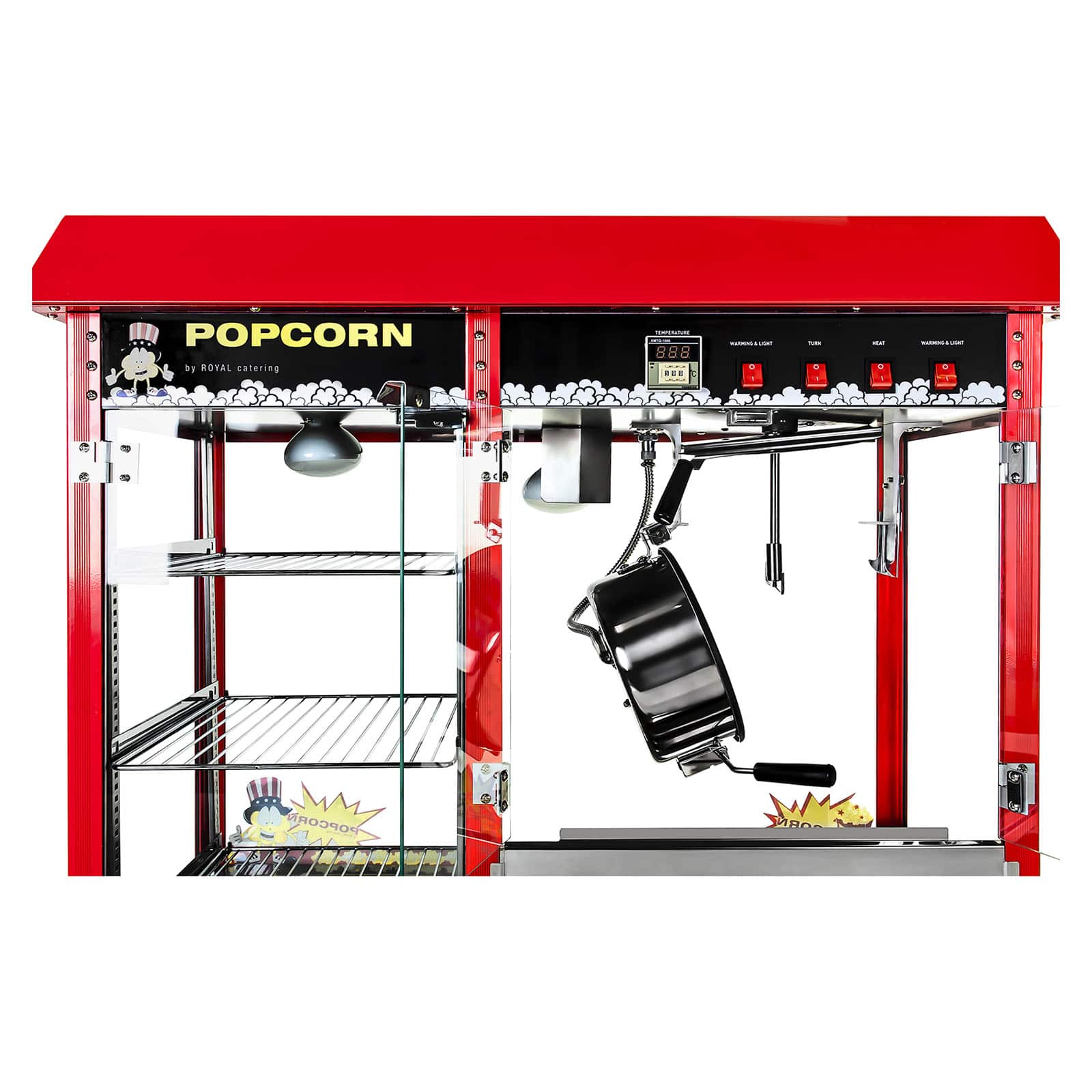 Macchina per popcorn con vetrina riscaldata - 1700 W | RCPC-16E
