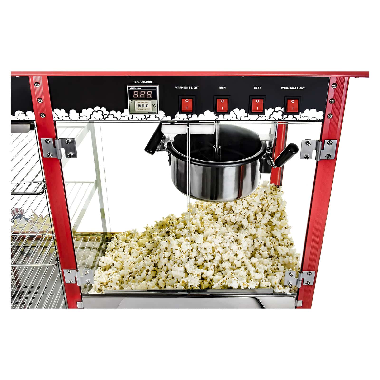 Macchina per popcorn con vetrina riscaldata - 1700 W | RCPC-16E