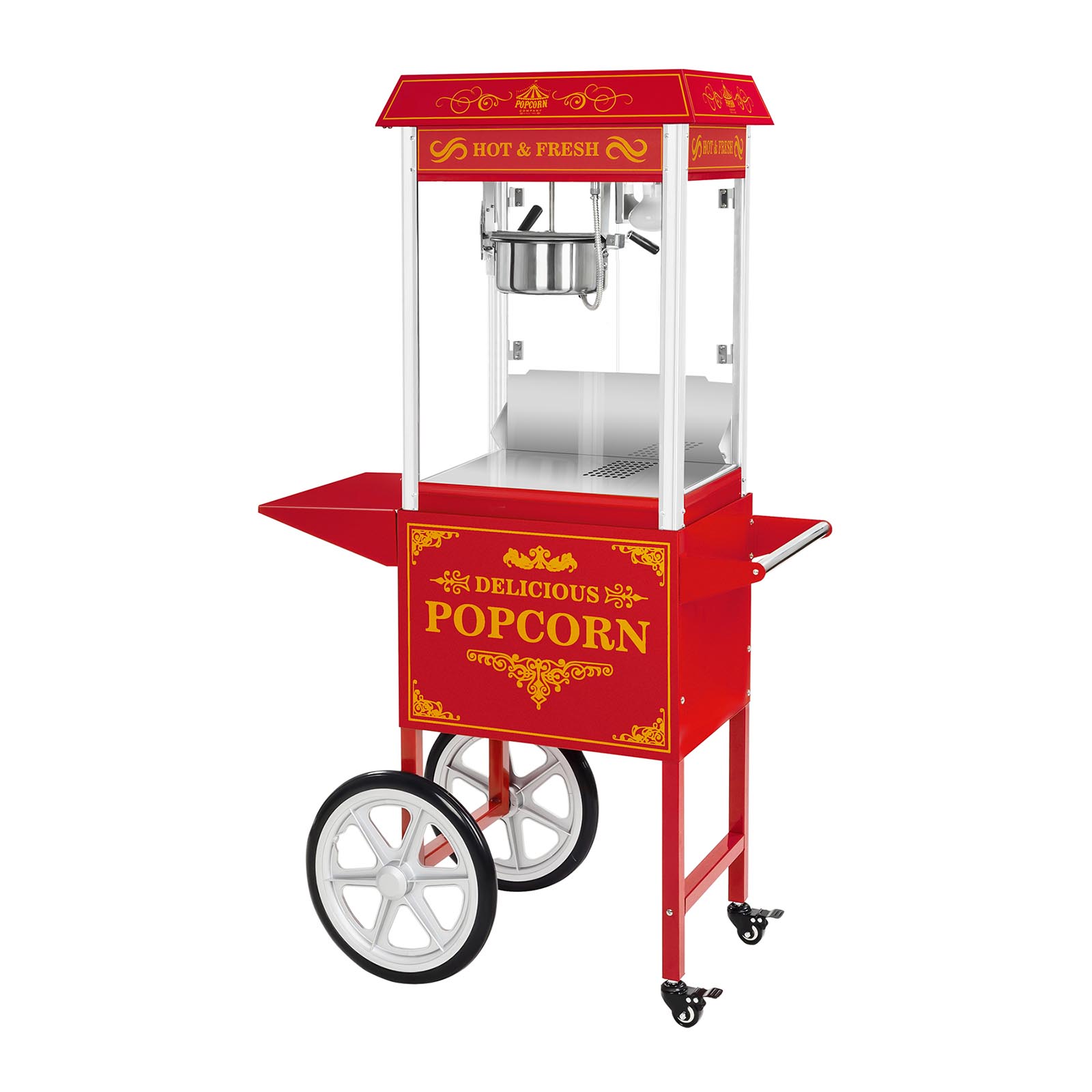 Macchina per popcorn completa di carrello - design retrò - rossa | RCPW.16.2