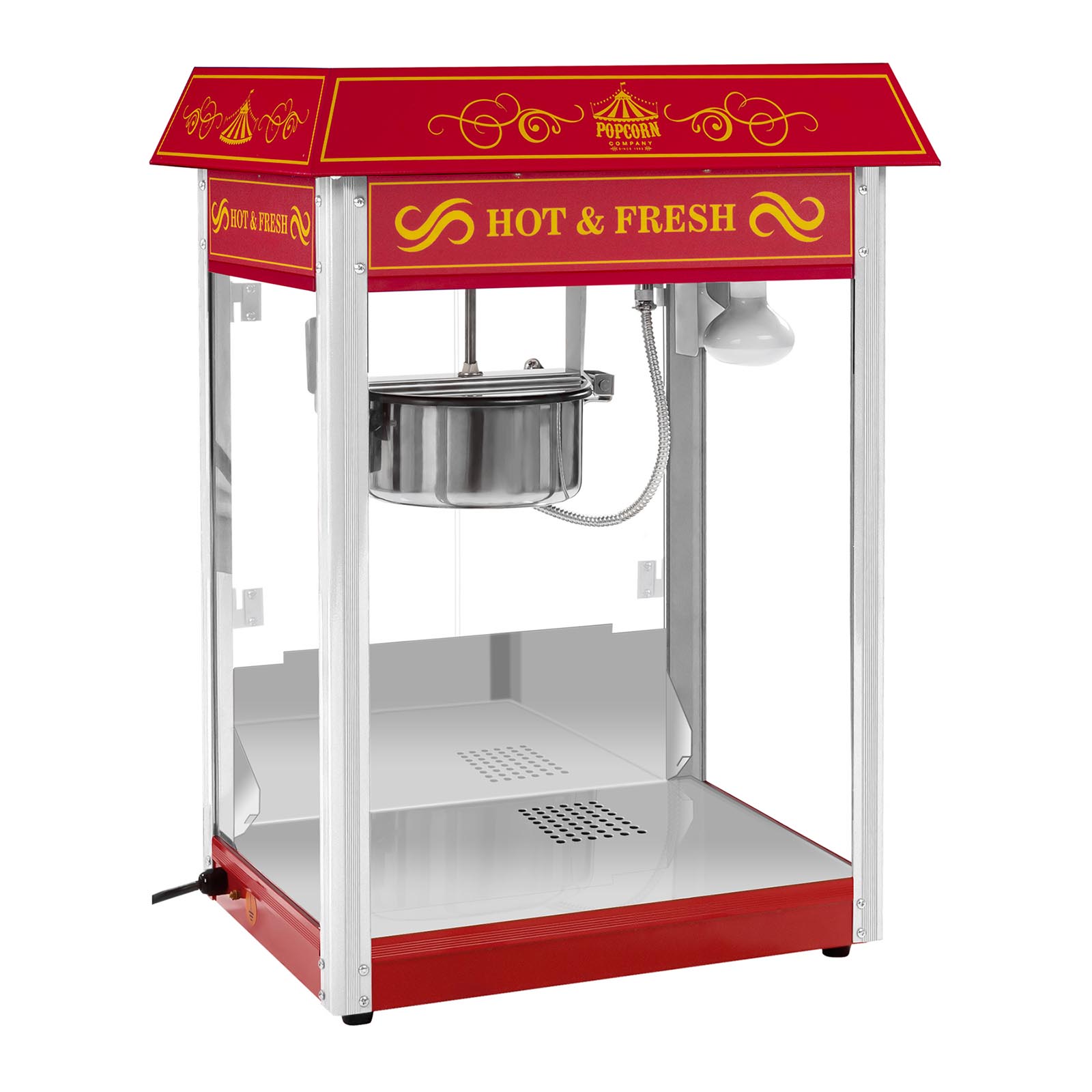 Macchina per popcorn completa di carrello - design retrò - rossa | RCPW.16.2