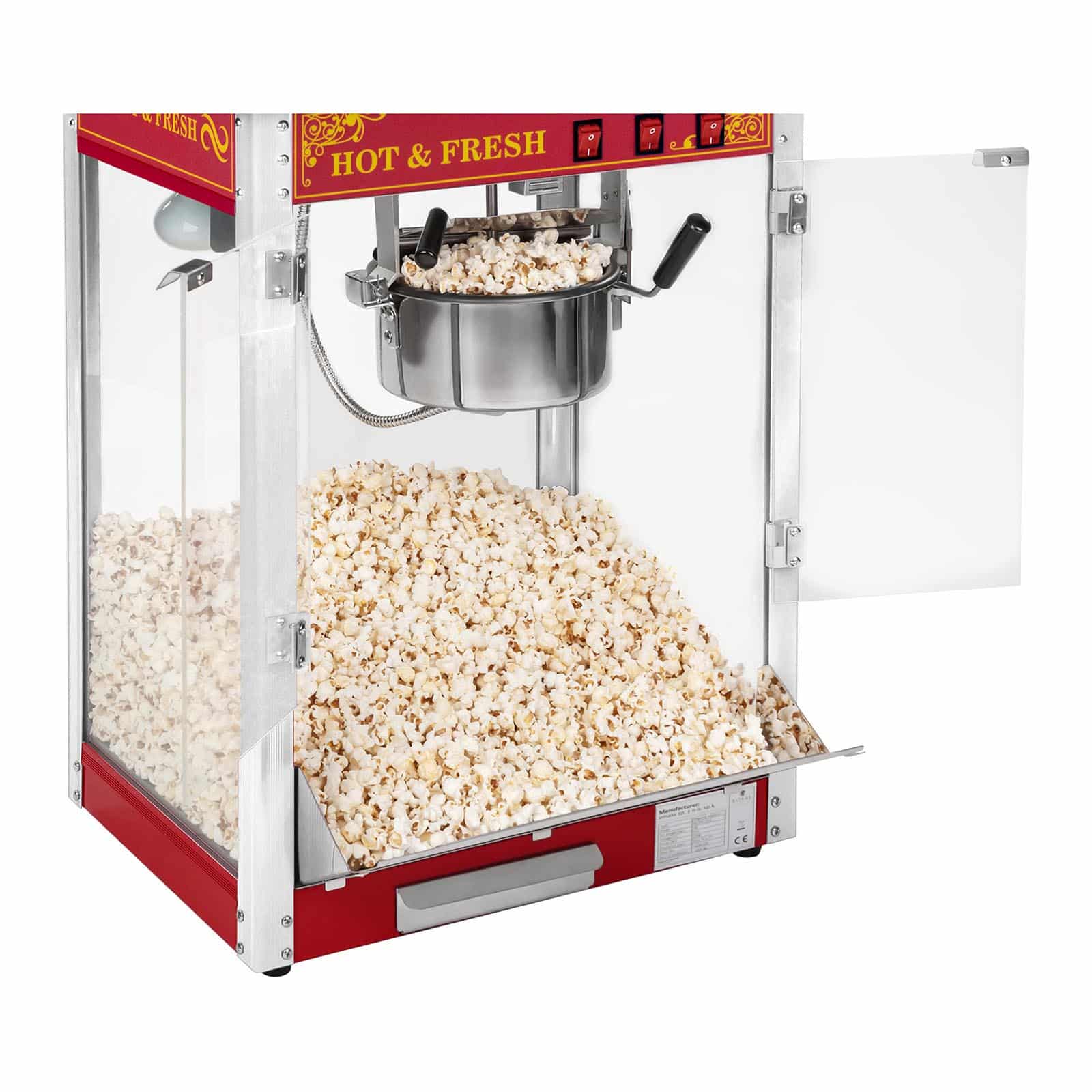 Macchina per popcorn completa di carrello - design retrò - rossa | RCPW.16.2
