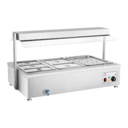 Bain Marie - 6 GN - con sovrastruttura per carne e rubinetto di scarico | RCBM-6WA