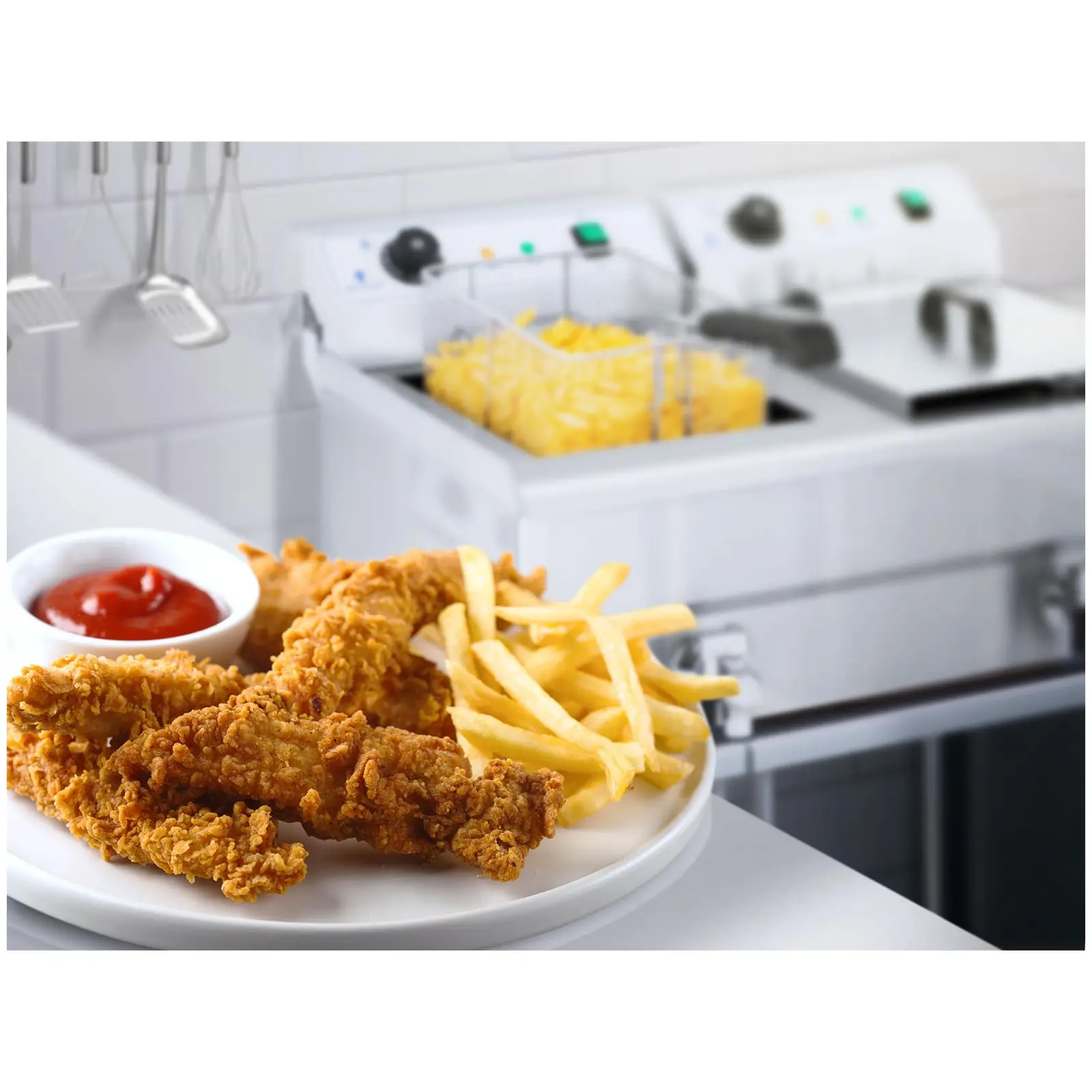 Friggitrice elettrica doppia - 2 x 16 litri con rubinetto di scarico | RCEF 16DH-1