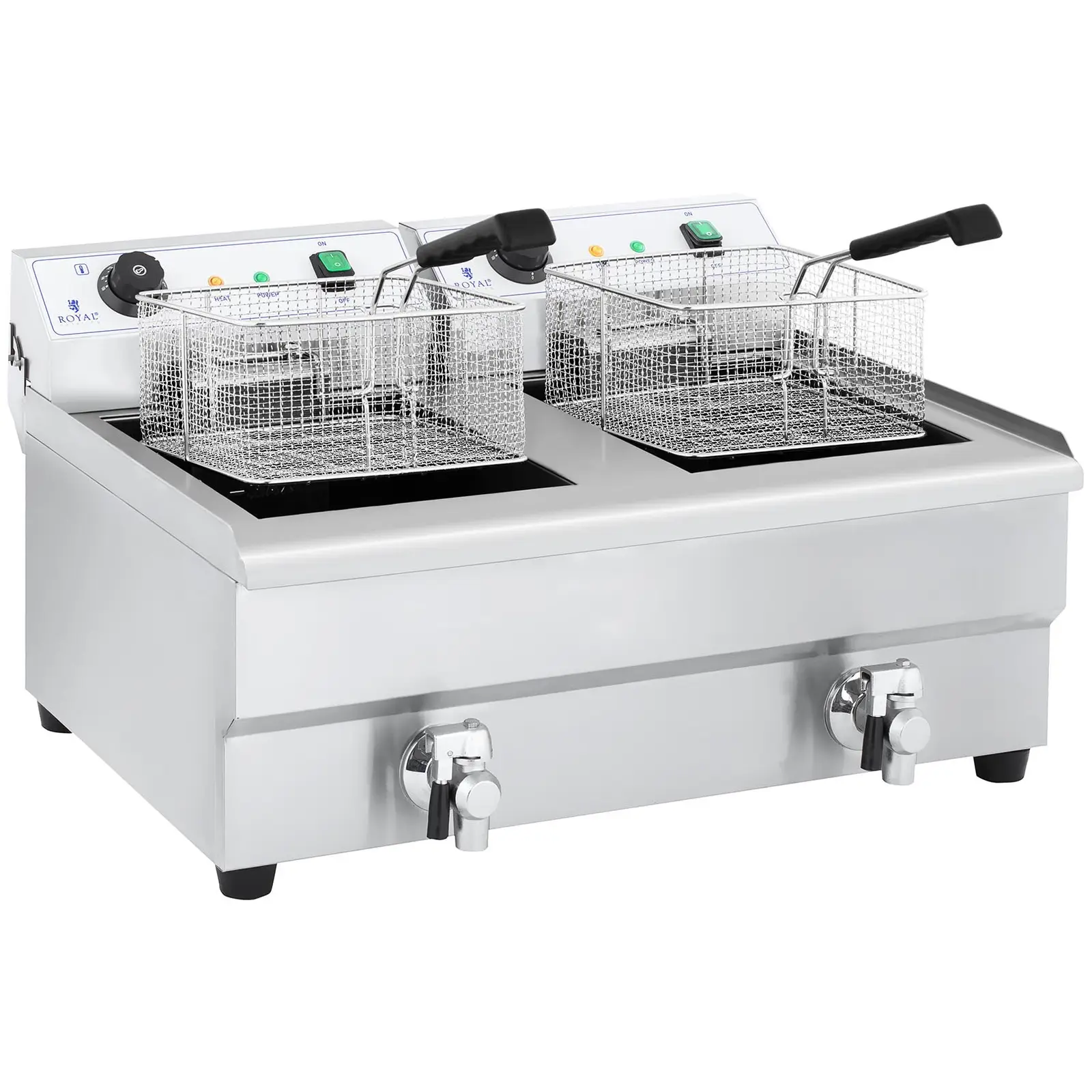 Friggitrice elettrica doppia - 2 x 16 litri con rubinetto di scarico | RCEF 16DH-1