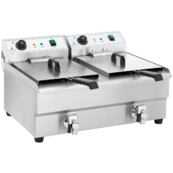 Friggitrice elettrica doppia - 2 x 16 litri con rubinetto di scarico | RCEF 16DH-1
