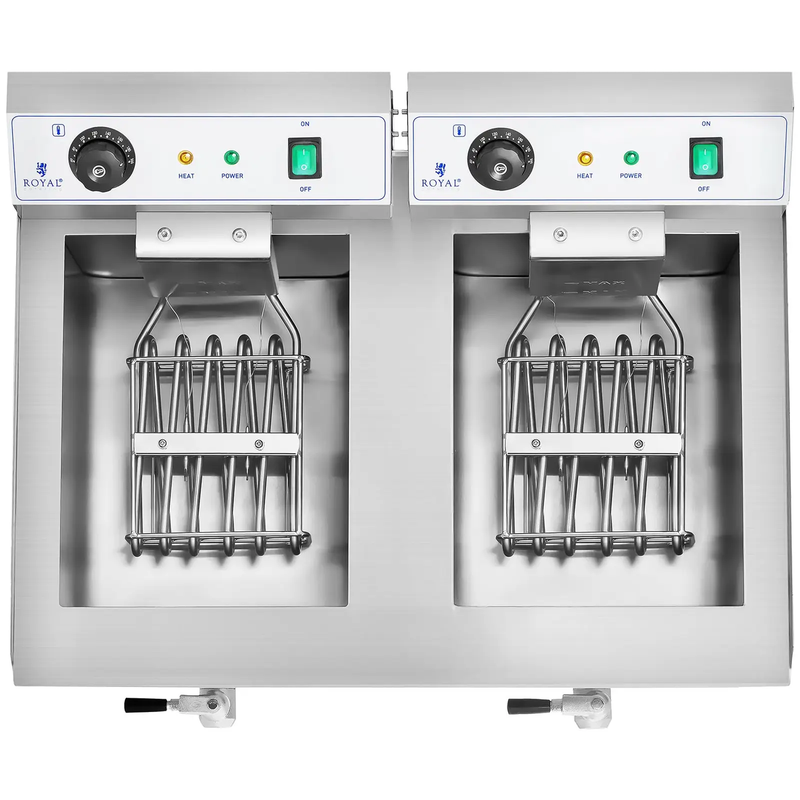 Friggitrice elettrica doppia - 2 x 16 litri con rubinetto di scarico | RCEF 16DH-1