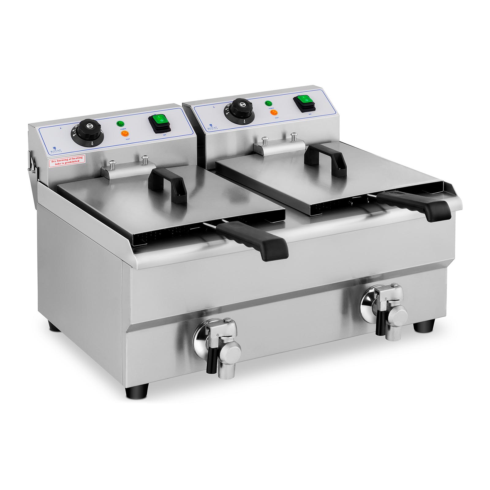 Friggitrice elettrica - 2 x 10 litri - rubinetti di scarico - 230 V | RCEF 10DB