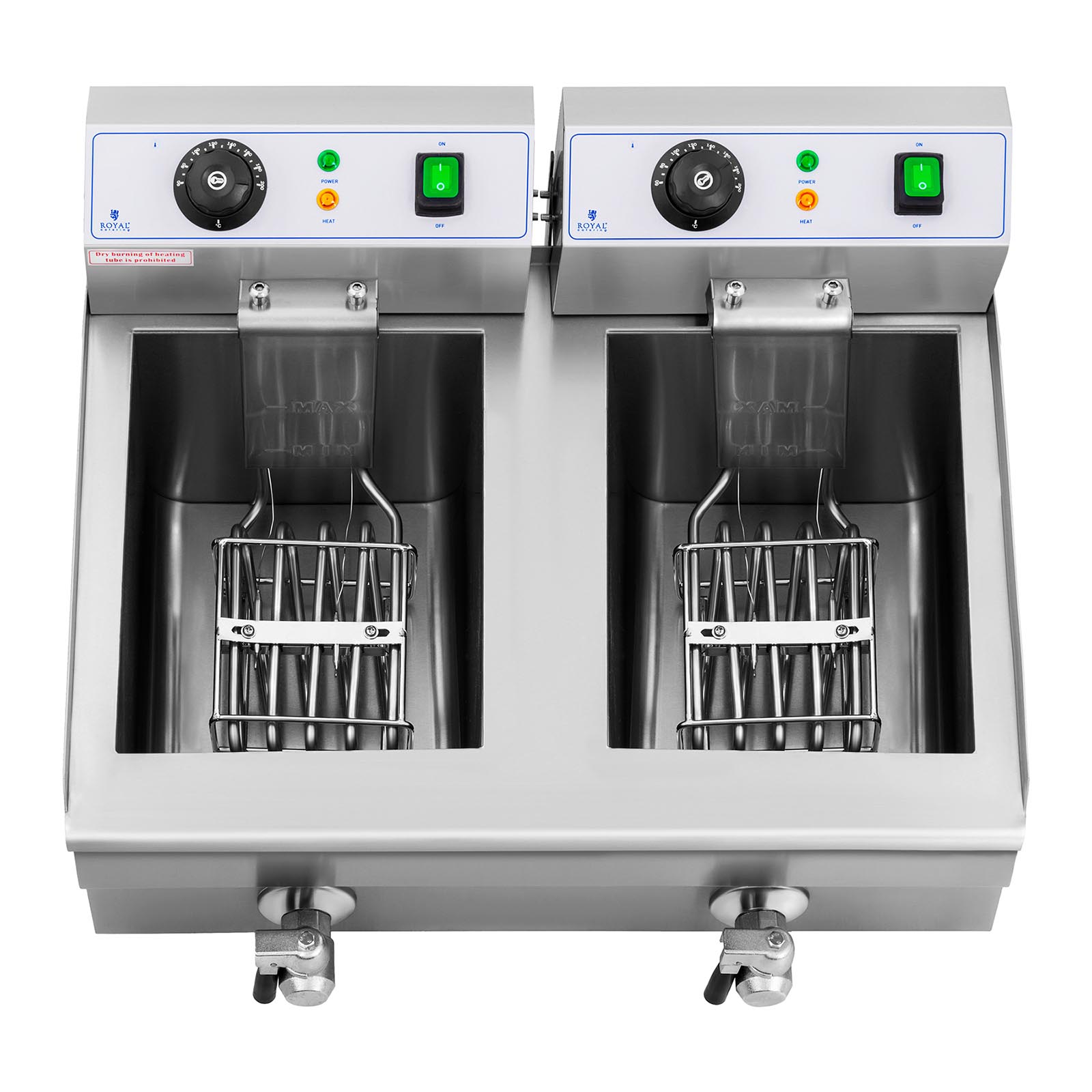 Friggitrice elettrica - 2 x 10 litri - rubinetti di scarico - 230 V | RCEF 10DB