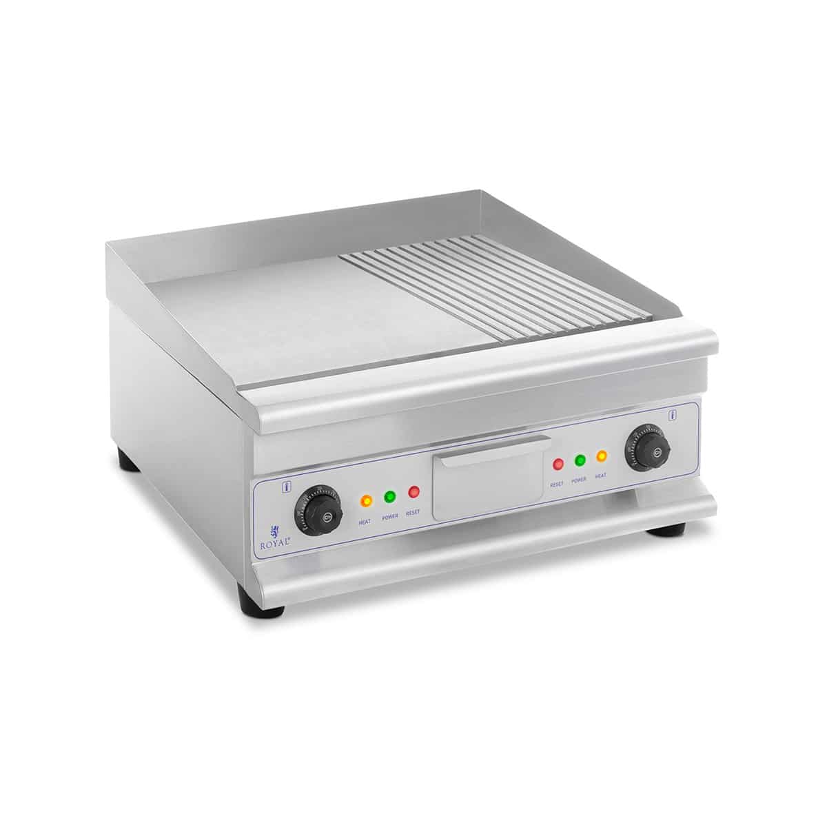Fry top elettrico - rigato/liscio 60 cm - 2 x 3,2 kW | RCG-60GB