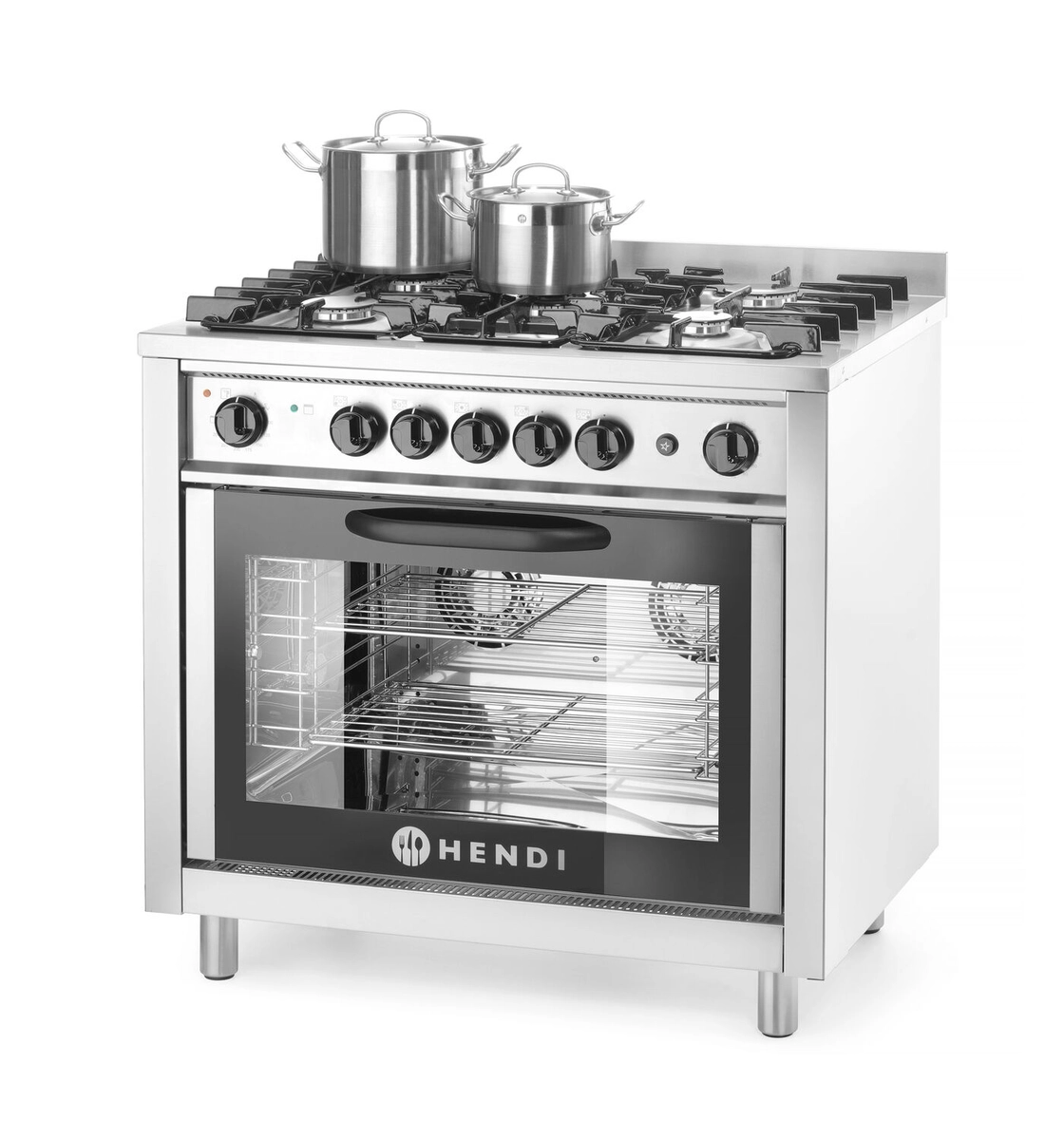 Cucina a gas con 5 fuochi, forno elettrico + grill GN 1/1 | Hendi 225707