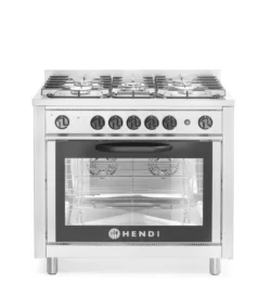 Cucina a gas con 5 fuochi, forno elettrico + grill GN 1/1 | Hendi 225707