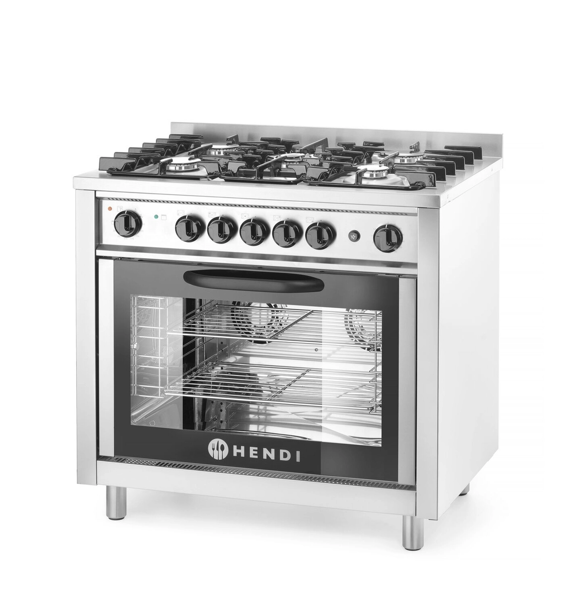 Cucina a gas con 5 fuochi, forno elettrico + grill GN 1/1 | Hendi 225707