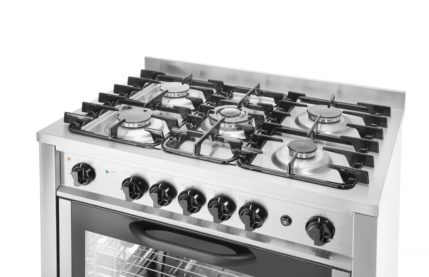 Cucina a gas con 5 fuochi, forno elettrico + grill GN 1/1 | Hendi 225707