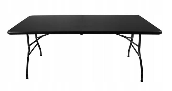 Set da giardino pieghevole nero - tavolo + panche | 180 cm
