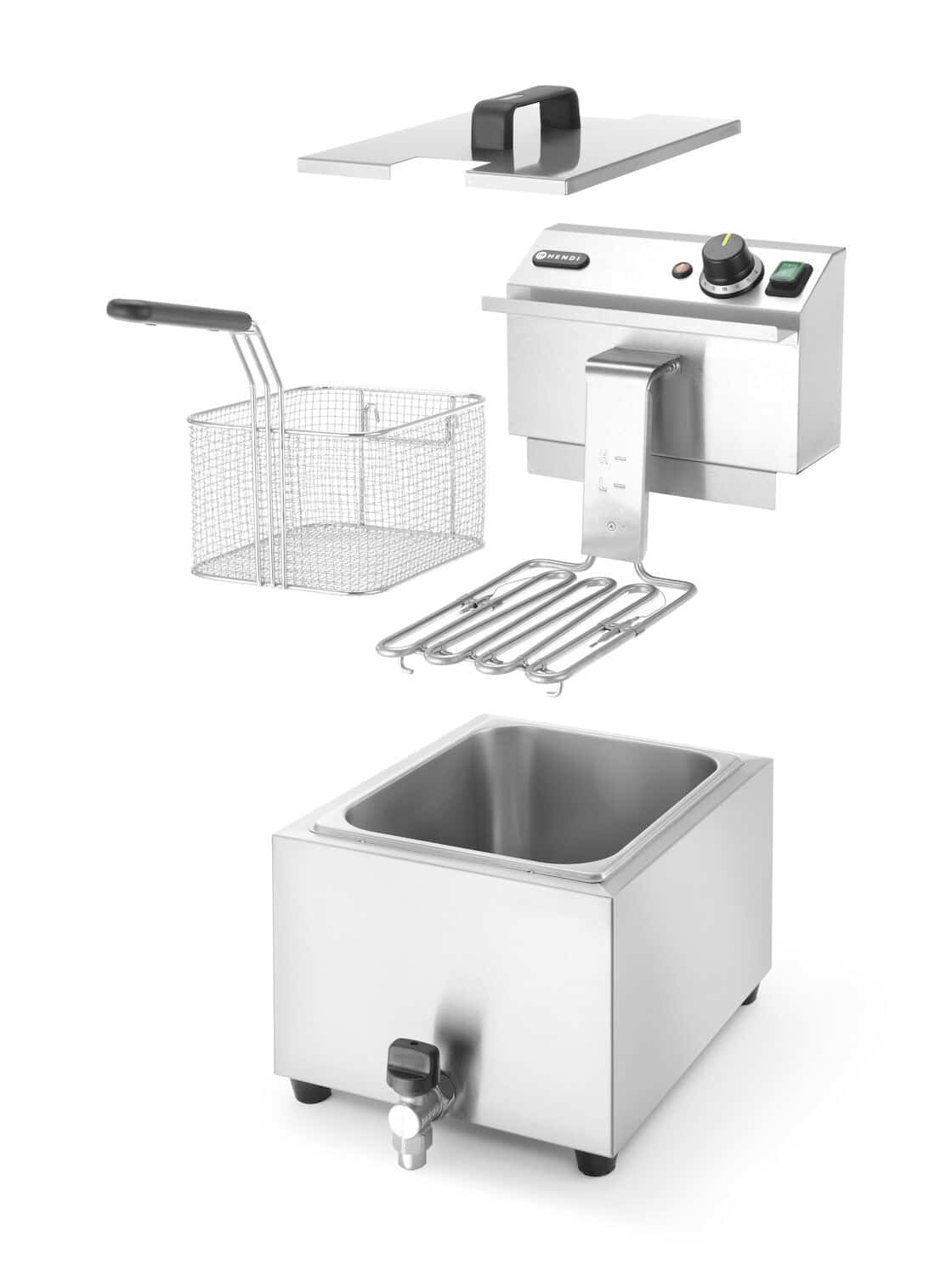 Friggitrice elettrica con rubinetto di scarico - 8 L - 3500 W - Profi Line | Hendi 209202