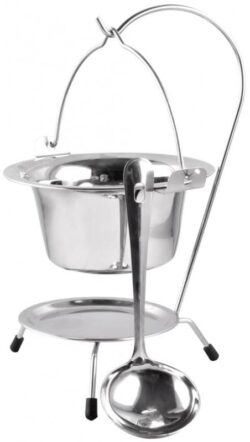 Set da servizio 800 ml - acciaio inox - mini pentola con supporto e mestolo