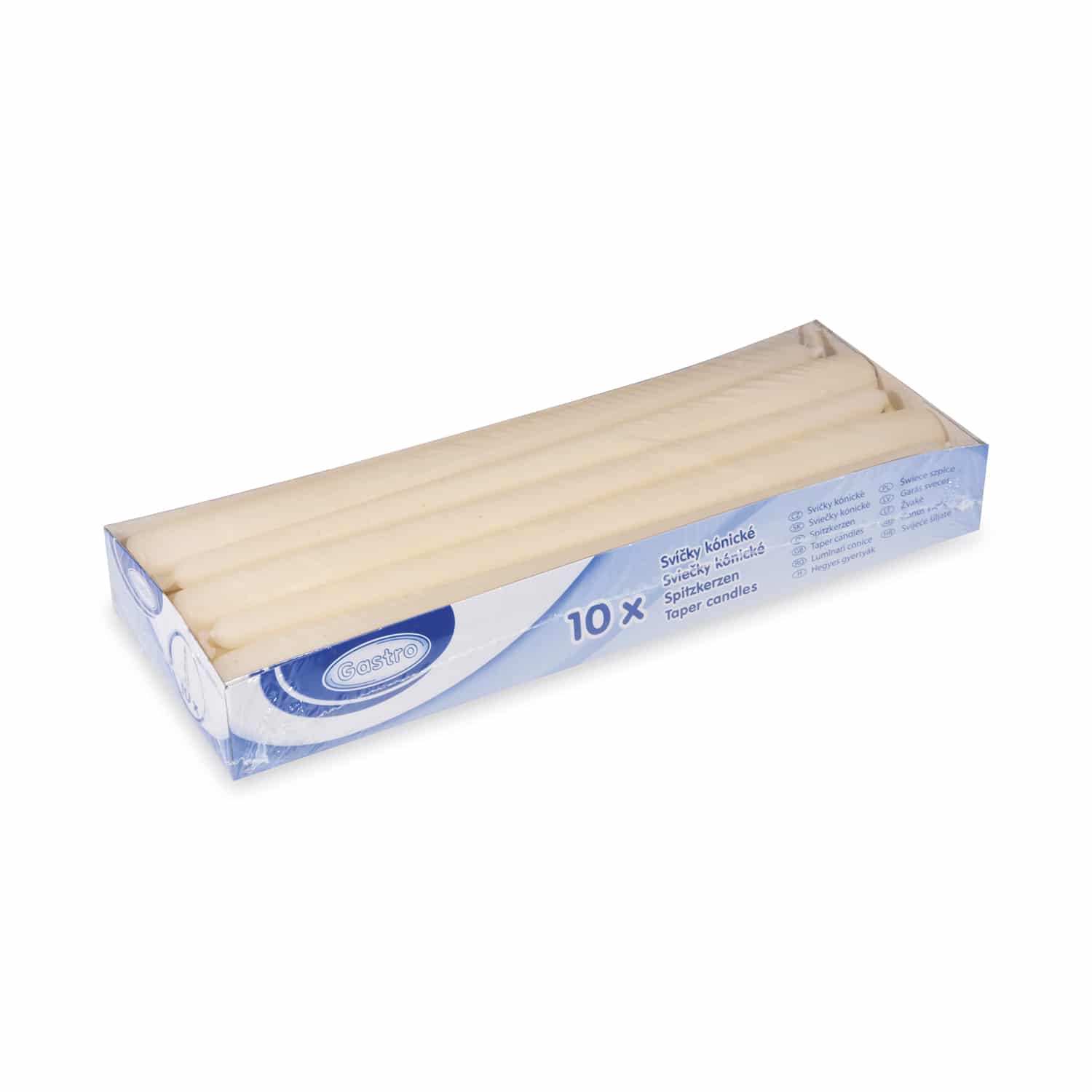 10 pz - candela conica - beige - Ø23 x 245 mm