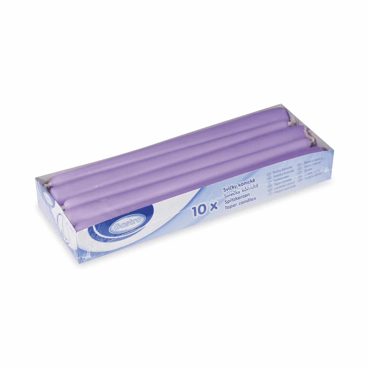 10 pz - candela conica - lilla chiaro - Ø23 x 245 mm