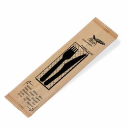 Set di posate (legno) coltello-forchetta+tovagliolo [60 set]