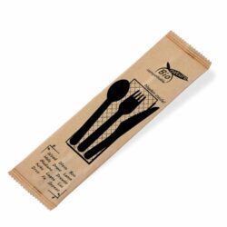 Set di posate (legno) coltello-forchetta-cucchiaio+tovagliolo [50 set]