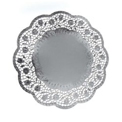 Pizzo decorativo (PAP/ALU) rotondo argento Ø36cm [4 pz]
