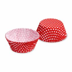 Pirottino per dolci (PAP) Pois bianco/rosso Ø50 x 30 mm [40 pz]