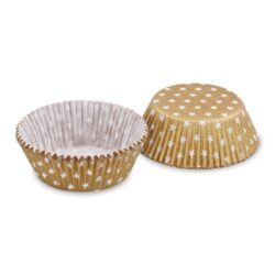 Pirottino per dolci (PAP) Stelle bianco/oro Ø50 x 30 mm [40 pz]
