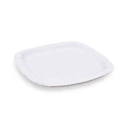 Piatto di carta quadrato bianco 24 x 24 cm [100 pz]
