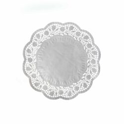 Pizzo decorativo (PAP) rotondo bianco Ø24cm [100 pz]