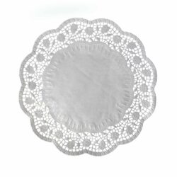 Pizzo decorativo (PAP) rotondo bianco Ø36cm [100 pz]