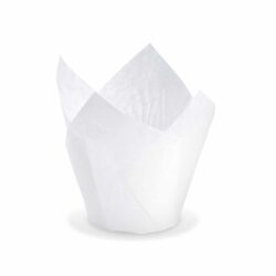 Pirottino da pasticceria tulipano (PAP) bianco Ø50 x 85 mm / 16 x 16 cm [100 pz]