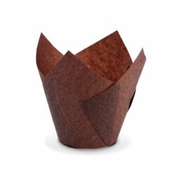 Pirottino da pasticceria tulipano (PAP) marrone Ø50 x 85 mm / 16 x 16 cm [100 pz]