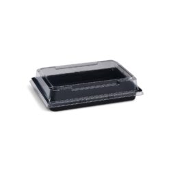 Ciotola per sushi (PET) nera 185 x 127 x 20 mm + coperchio [400 set]