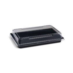 Ciotola per sushi (PET) nera 215 x 130 x 18 mm + coperchio [200 set]