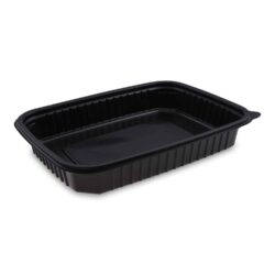 Contenitore menu per microonde (PP) nero `L` 250 x 185 x 40 mm 1200ml [50 pz]