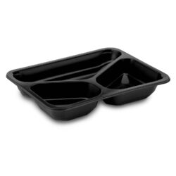 Contenitore menu (PP) 3-scomparto nero 227 x 178 x 40 mm [50 pz]