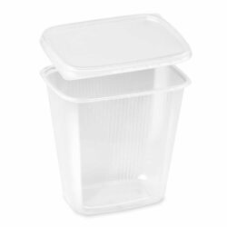 Ciotola (PP) quadrata trasparente 500ml + coperchio [250 set]