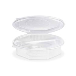 Vassoio menu (PP) con coperchio a 2 scomparto ottagonale trasparente [25 pz]