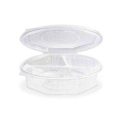 Vassoio menu (PP) con coperchio a 3 scomparto ottagonale trasparente [25 pz]