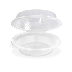 Ciotola per insalata (PP) con coperchio per condimento trasparente 1600ml [25 pz]