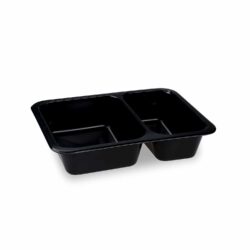 Vaschetta menu (PP) Reware Lunch riutilizzabile a 2 scomparti nera 227 x 178 x 49 mm [20 pz]