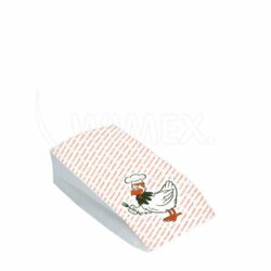 Sacchetto di carta (PAP/PE) a 2 strati antigrasso per pollo 10,5+5,5 x 24 cm `1/2` [100 pz]