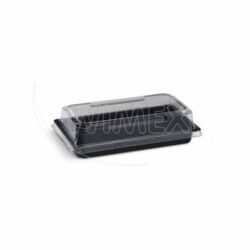 Ciotola per sushi (PET) nera 170 x 90 x 17 mm + coperchio [600 set]