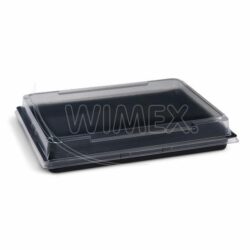 Ciotola per sushi (PET) nera 255 x 185 x 20 mm + coperchio [200 set]