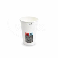 Bicchiere di carta (FSC Mix) con tacca di riempimento bianco Ø70mm 0,2L [50 pz]