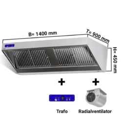 Cappa aspirante a parete con motore, regolatore e illuminazione - 140 x 90 cm | WLS149M