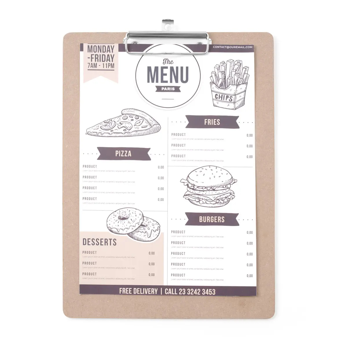 Portamenù con clip - 240x330 mm | Hendi 664155