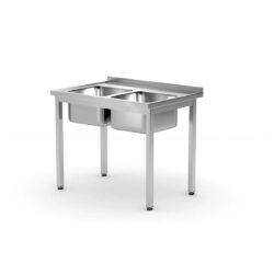 Tavolo lavello - 2 vasche - 100 x 60 cm - Kitchen Line | Hendi 811580