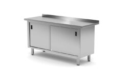 Tavolo armadiato a parete con porte scorrevoli - 160 x 60 x 85 cm | Hendi 811689