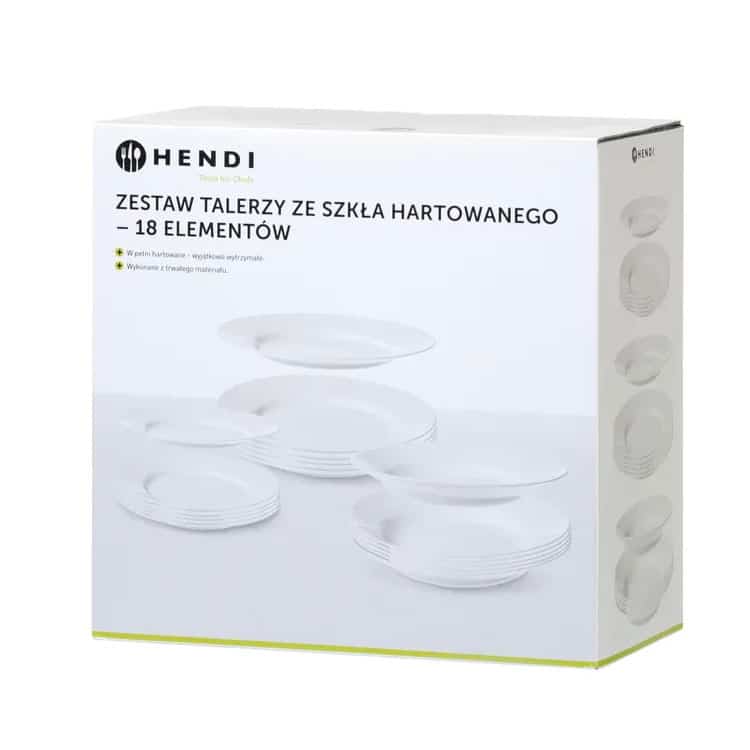Set di piatti in vetro temperato - 18 pz | Hendi 795224